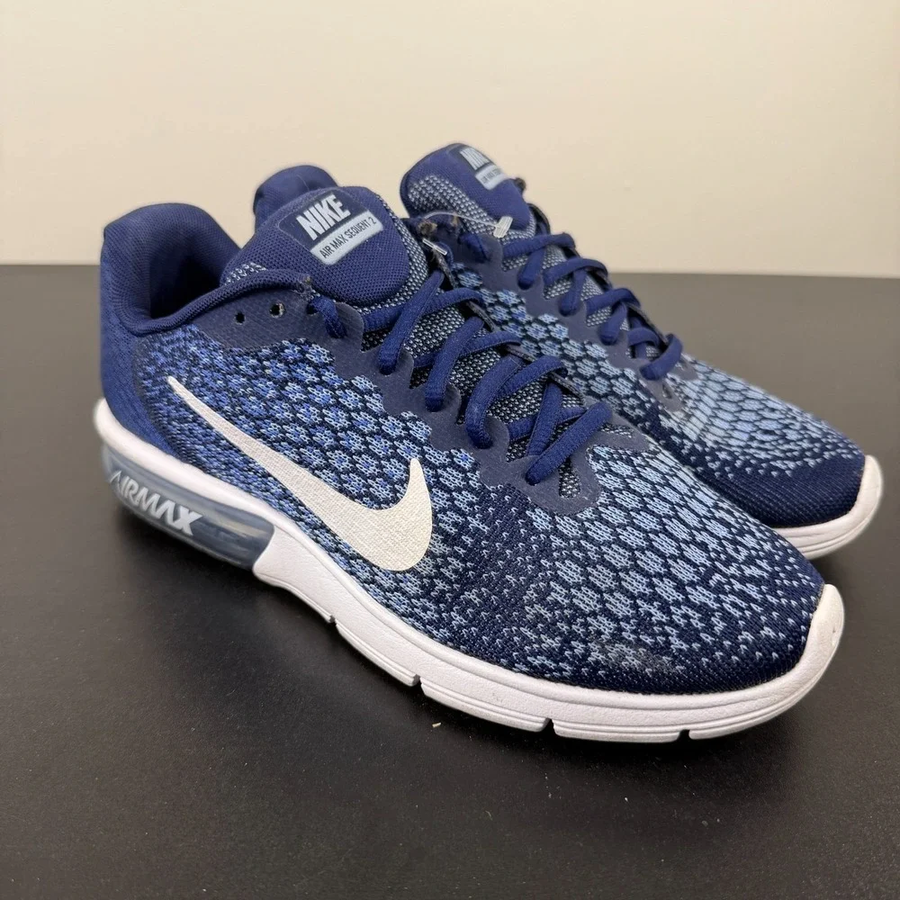 Nike Air Max Sequent 2 Shoes Women's 8.5 Blue Lace-Up Athletic Sneakers Casual